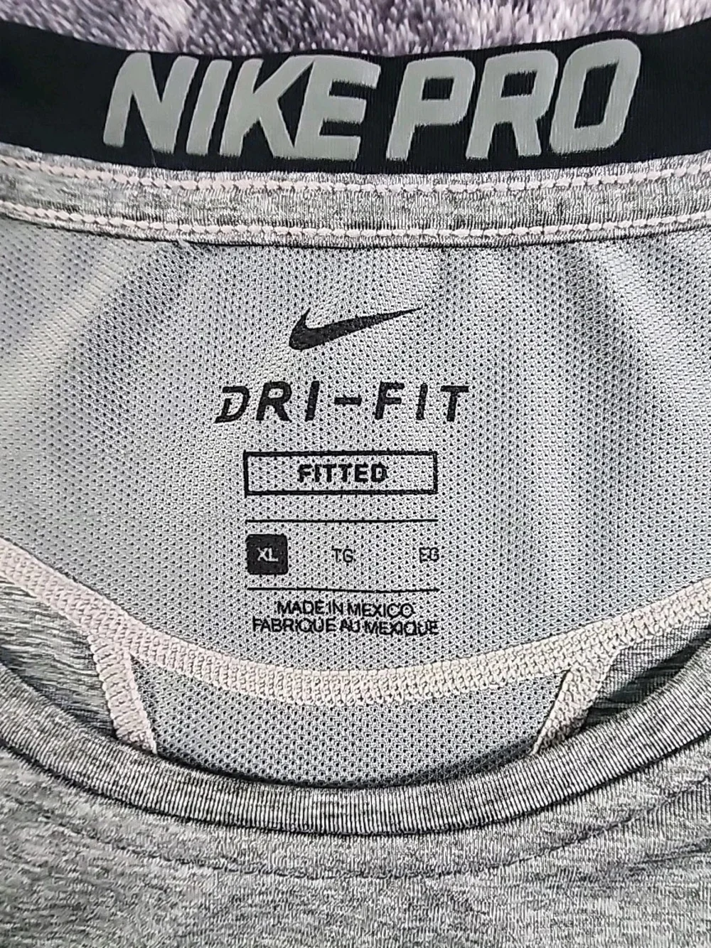 NIKE PRO Gray Athletic Fitted Short Sleeve Dri-Fit Shirt Men's XL